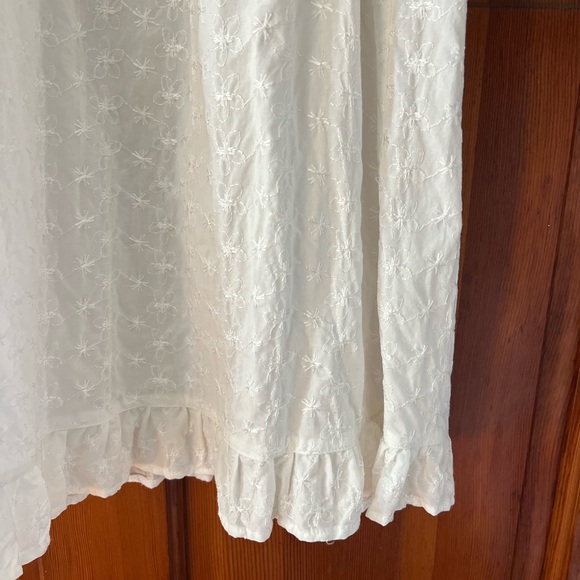 Vintage White Embroidered Cotton Nightgown Dress Cottagecore Prairie Midi Size M - Picture 5 of 10
